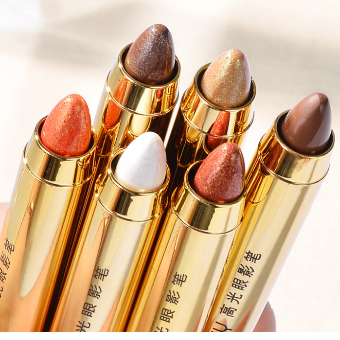 caneta de sombra para olhos de bicho-da-seda iluminadora de duas cabeças bastão de sombra perolado fosco