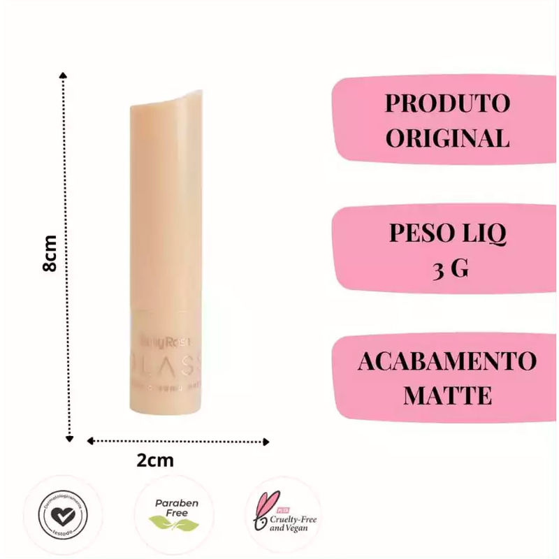 Batom Bala Creamy Matte Glass Ruby Rose