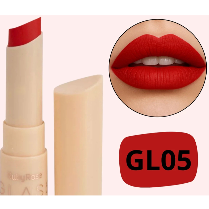 Batom Creamy Matte Glass Ruby Rose – Cor Intensa, Hidratação e Acabamento Matte Confortável – LÚMMINA STORE