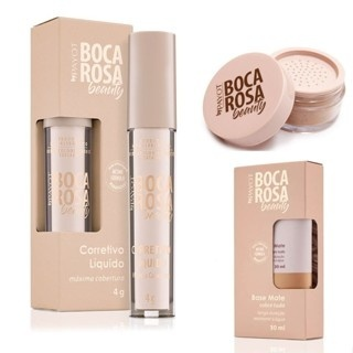 KIT 3 PC Base Boca Rosa + Pó Solto Mármore e Corretivo