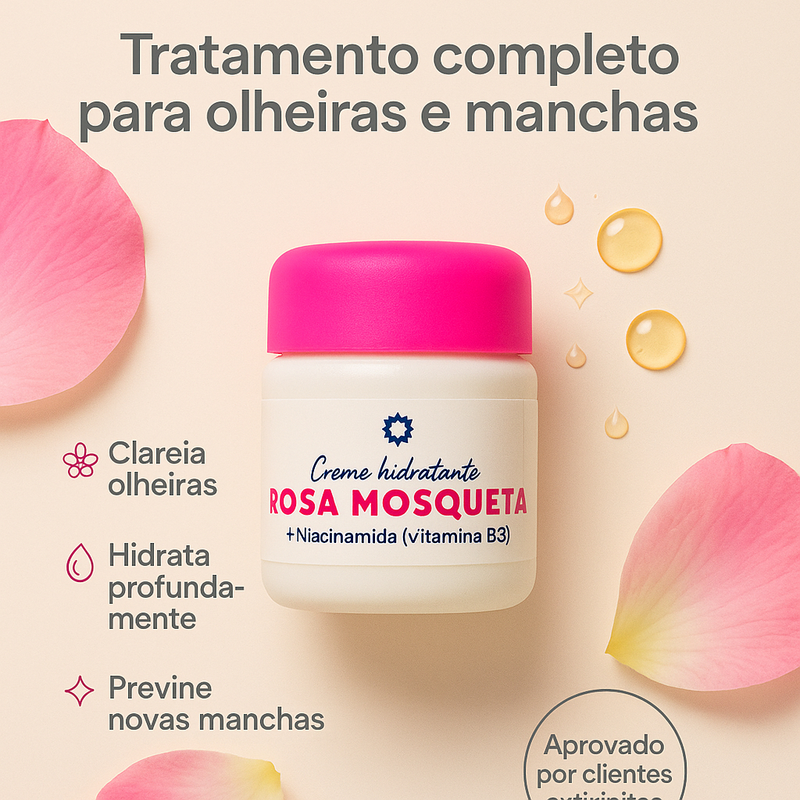 Creme Rosa Mosqueta com Niacinamida Clareador de Olheiras e Manchas Visíveis na Pele