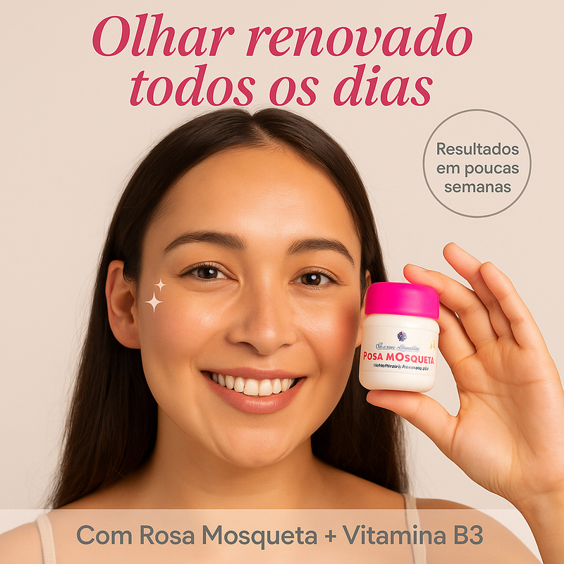 Creme Rosa Mosqueta com Niacinamida Clareador de Olheiras e Manchas Visíveis na Pele