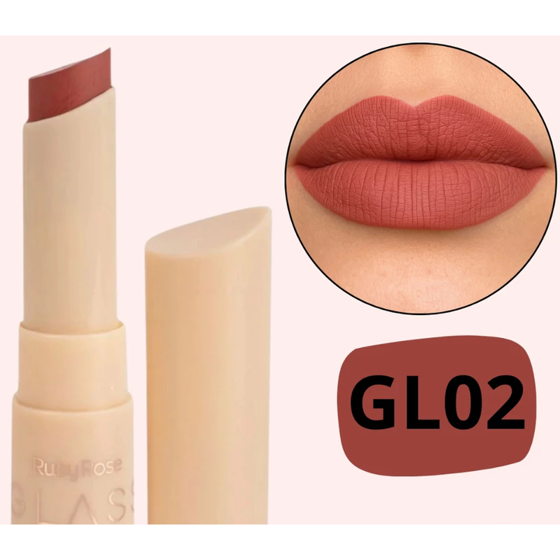 Batom Creamy Matte Glass Ruby Rose – Cor Intensa, Hidratação e Acabamento Matte Confortável – LÚMMINA STORE