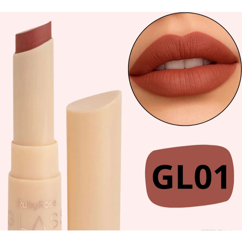 Batom Creamy Matte Glass Ruby Rose – Cor Intensa, Hidratação e Acabamento Matte Confortável – LÚMMINA STORE