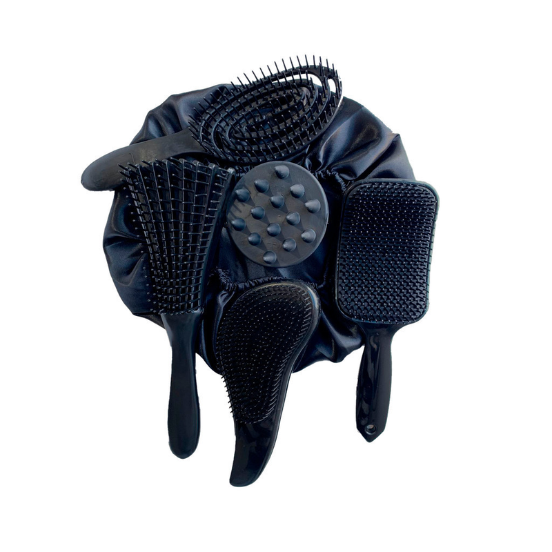 Kit 5 Escovas Profissionais + Touca de Cetim para Cabelos Sem Frizz – Cuidados Completos – LÚMMINA STORE