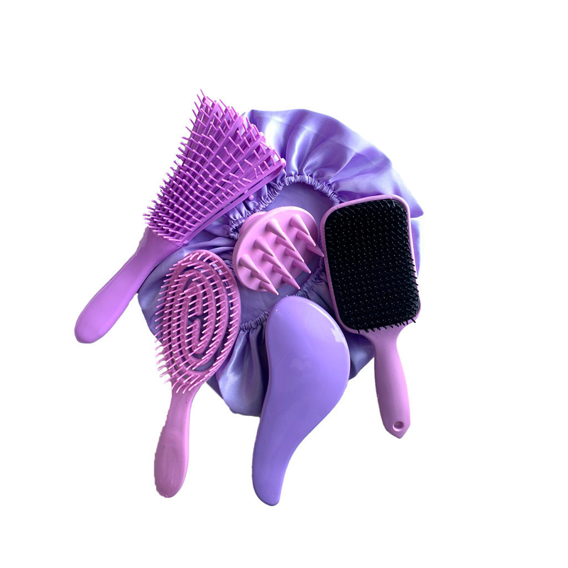 Kit 5 Escovas Profissionais + Touca de Cetim para Cabelos Sem Frizz – Cuidados Completos – LÚMMINA STORE