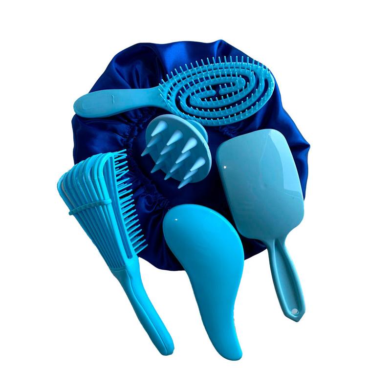 Kit 5 Escovas Profissionais + Touca de Cetim para Cabelos Sem Frizz – Cuidados Completos – LÚMMINA STORE