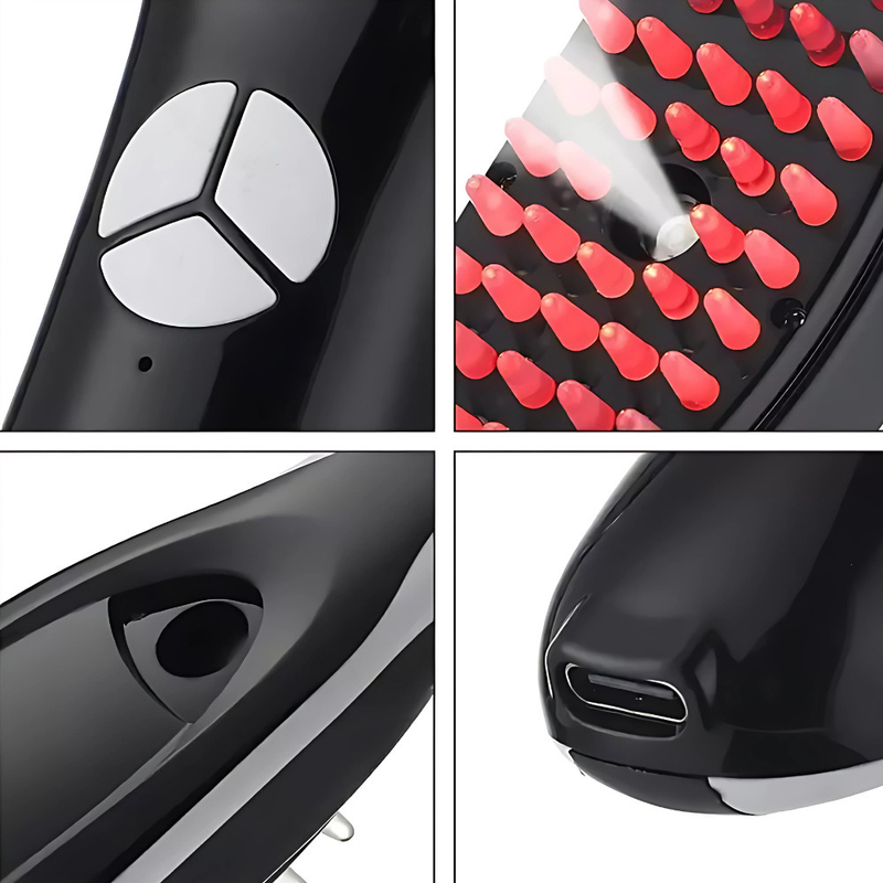Escova Massageadora com Laser 4 em 1 – Tratamento Capilar e Antiqueda