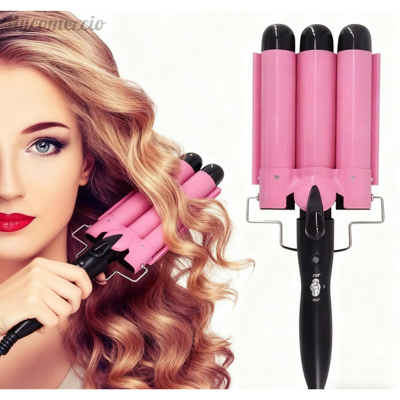 Chapinha Triondas Ondulador Formador Triplo 22mm Modelador de Cachos Onda Cabelo Cerâmica 200°C